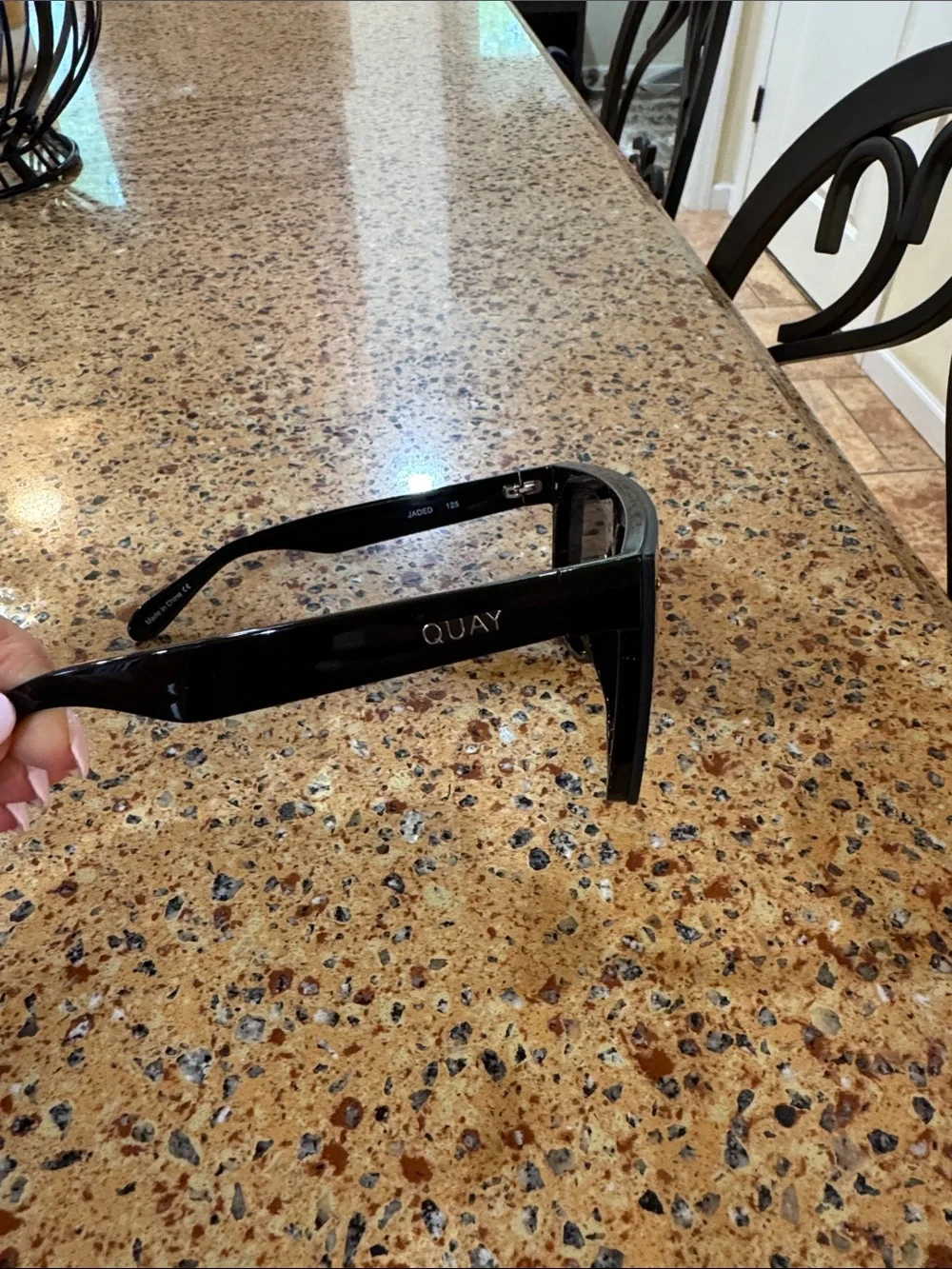 Quay Australia Black Shield Visor Sunglasses with Gold Accents